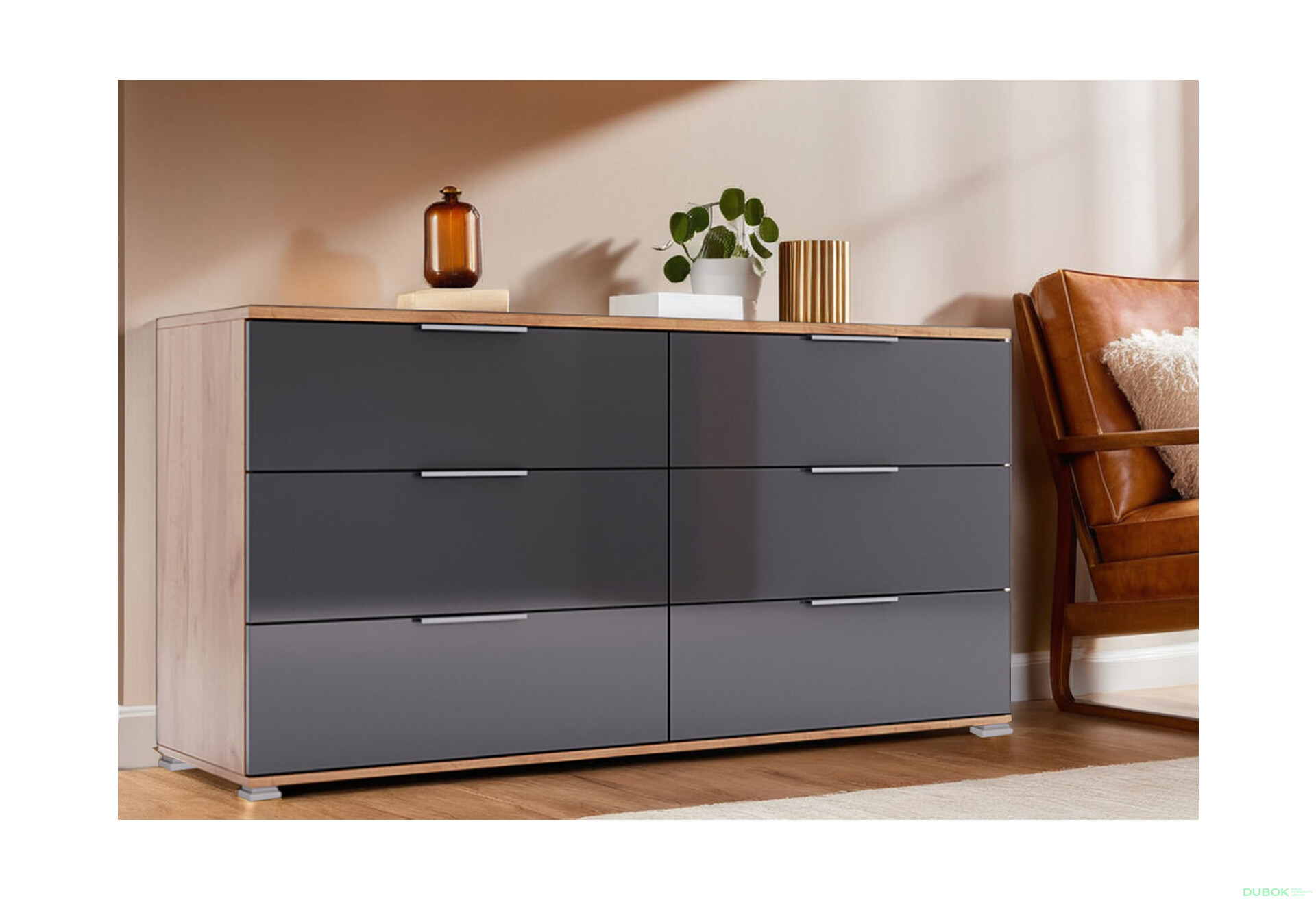 Fotografie 2 - Komoda 6 šu Lava / dub kraft Luna