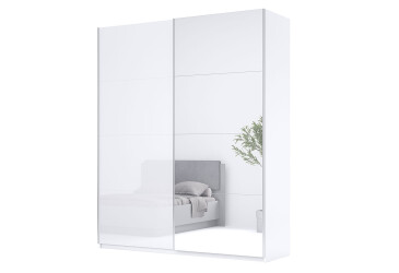 Skříň s posuvnými dveřmi 1,5x2,4m (Dveře Lesklé Bílé/Zrcadlo), série N