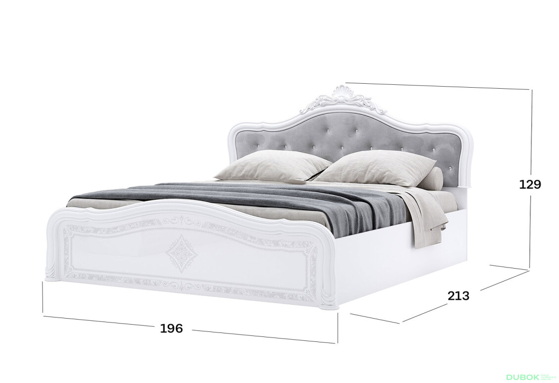 Fotografie 3 - Postel 180 Lux výklopná s roštem + koruna, bílý lesk Luiza