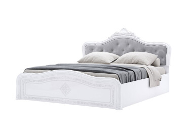 Postel 180 Lux výklopná s roštem + koruna, bílý lesk Luiza
