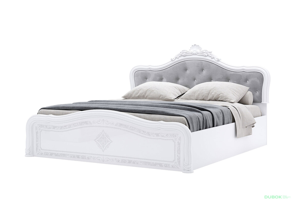 Postel 180 Lux výklopná s roštem + koruna, bílý lesk Luiza