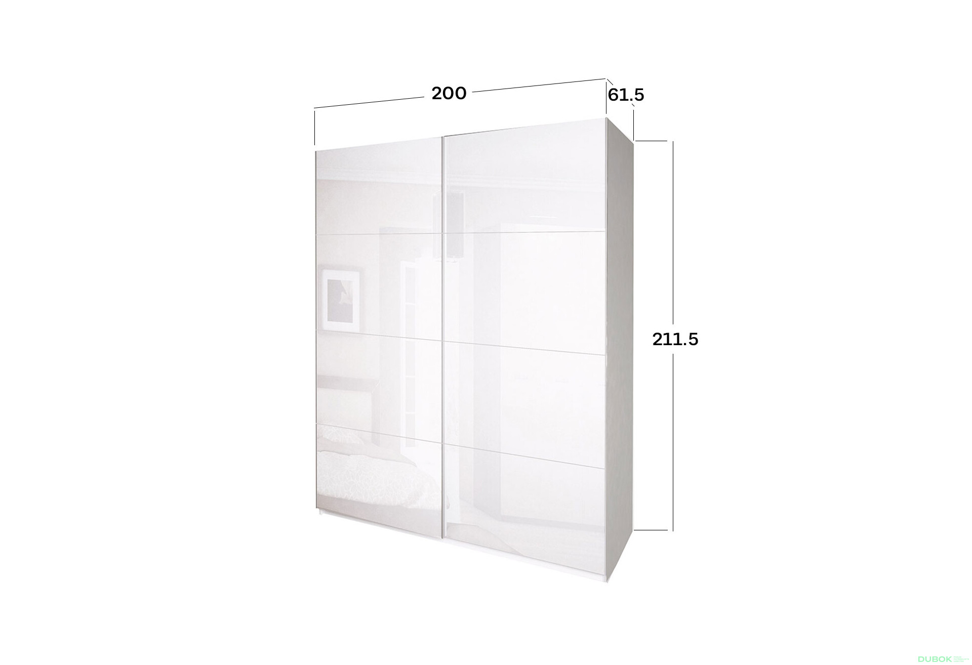 Fotografie 5 - Skříň s posuvnými dveřmi 2,0x2,1m (Dveře Lesklé Bílé), série N Family