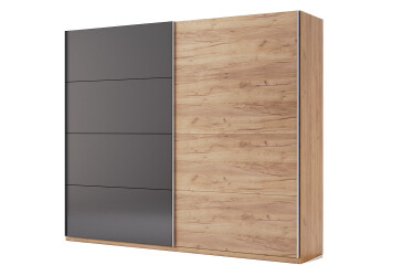 Skříň s posuvnými dveřmi 2,5x2,1m (Dveře Dub Kraft/Mat Láva), série N