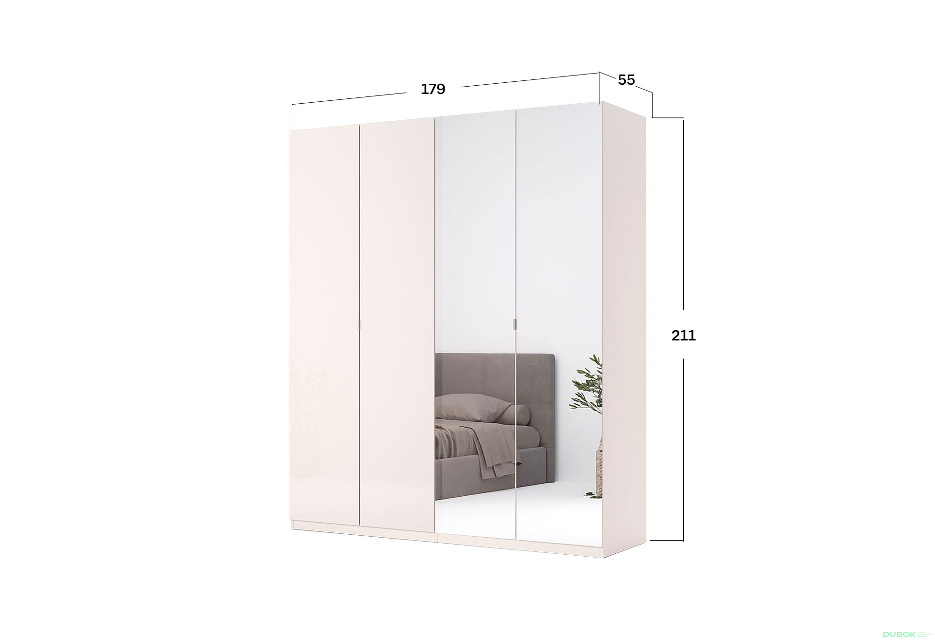 Fotografie 3 - Skříň 4dveřová s zrcadlem Lesklý kašmír série N Lily