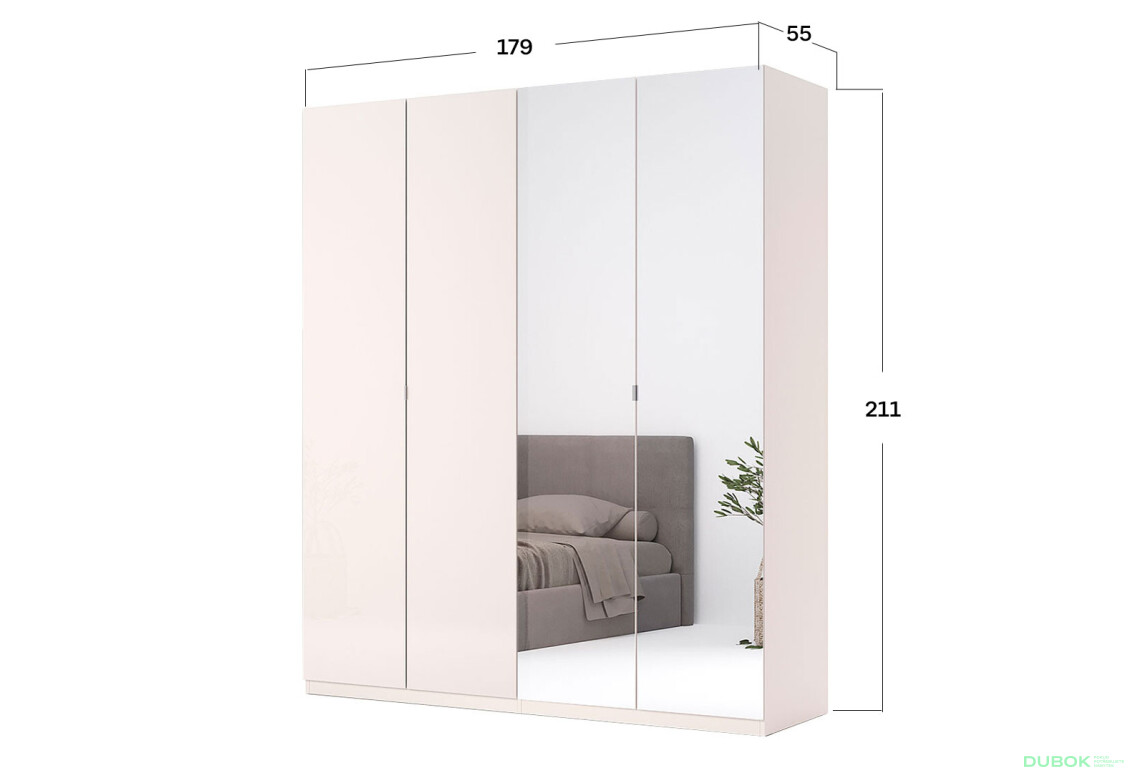 Fotografie 3 - Skříň 4dveřová s zrcadlem Lesklý kašmír série N Lily