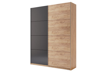 Skříň s posuvnými dveřmi 1,5x2,4m (Dveře Dub Kraft/Mat Láva), série N Luna