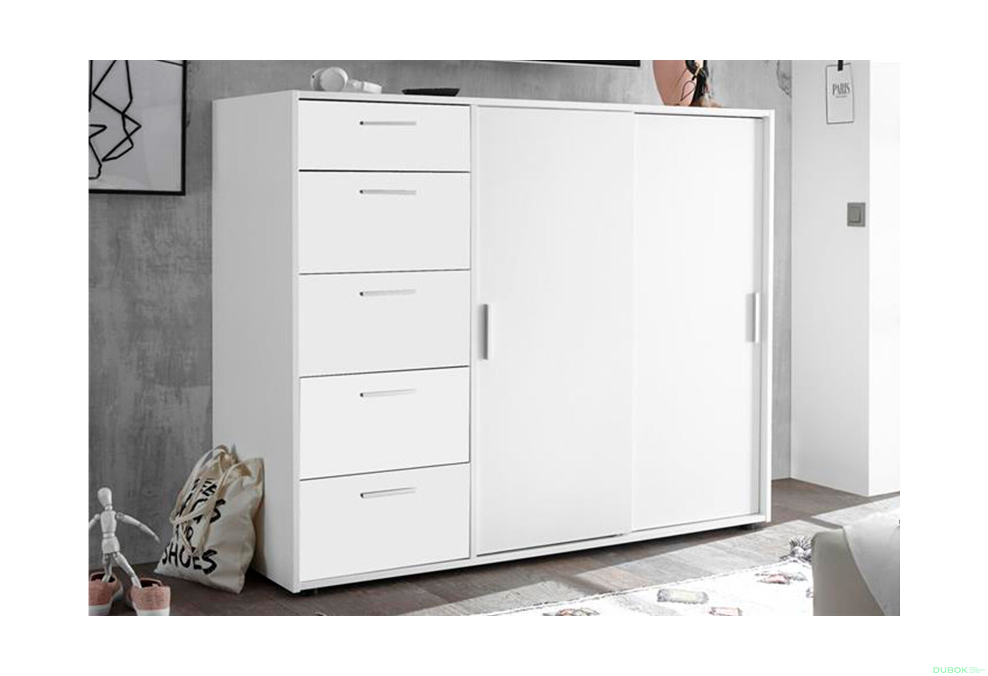 Fotografie 2 - Komoda Case 2dv 5šx (Bílá)