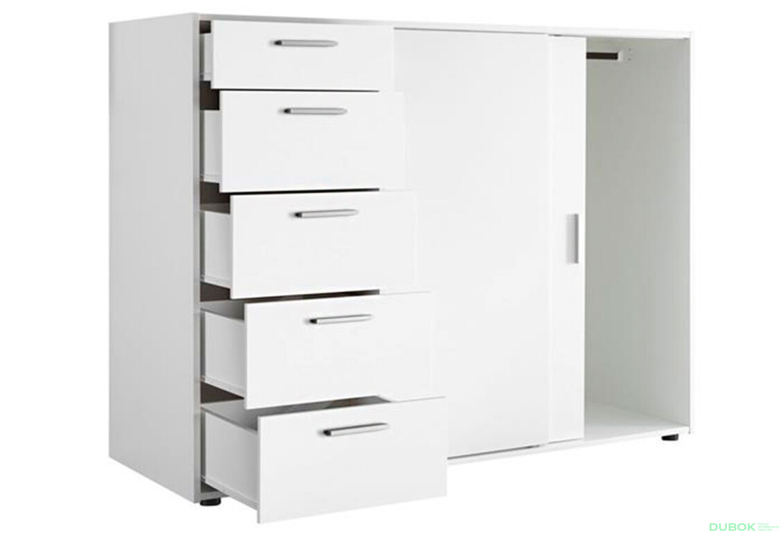 Fotografie 3 - Komoda Case 2dv 5šx (Bílá)