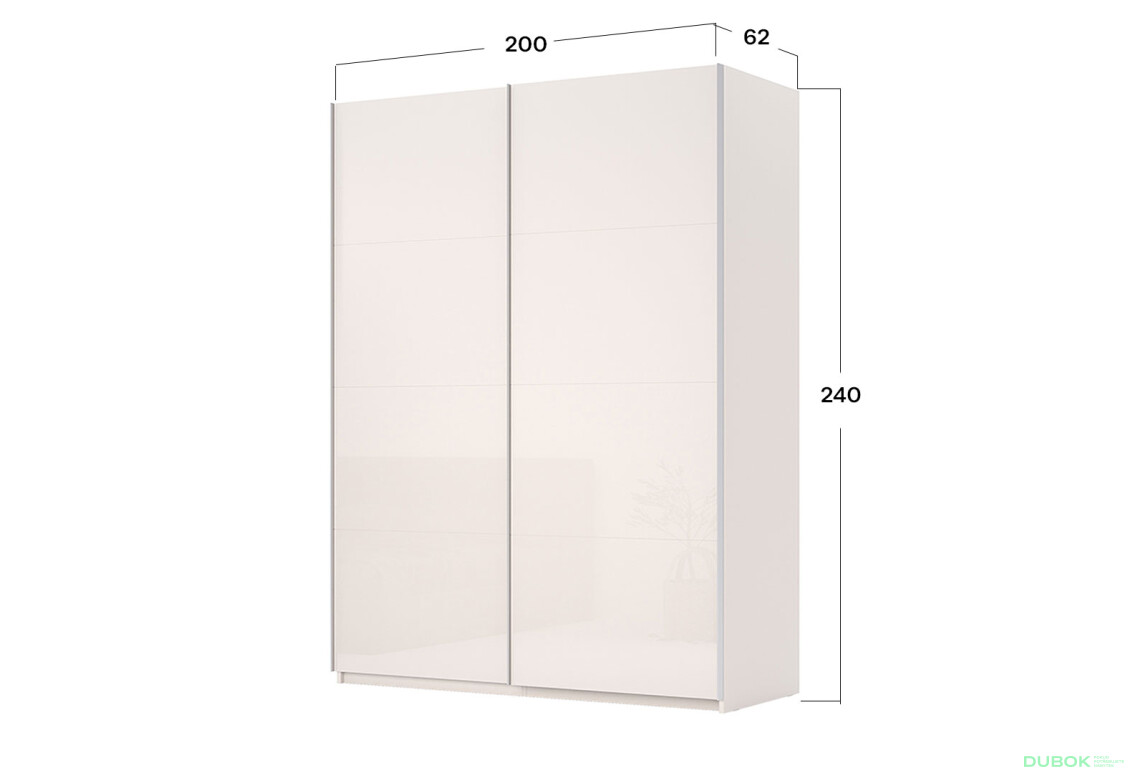 Fotografie 3 - Skříň s posuvnými dveřmi Lili 2,0x2,4m (Dveře Lesklý Kašmír), série N Lily