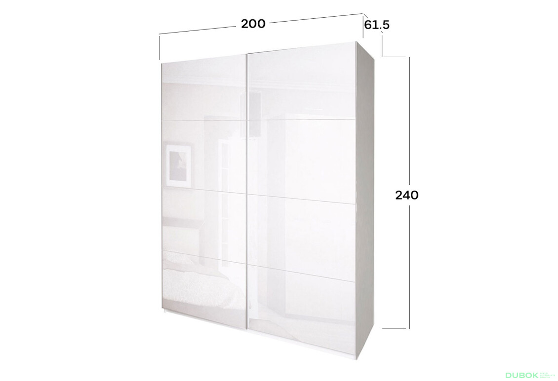 Fotografie 5 - Skříň s posuvnými dveřmi 2,0x2,4m (Dveře Lesklé Bílé), série N Family