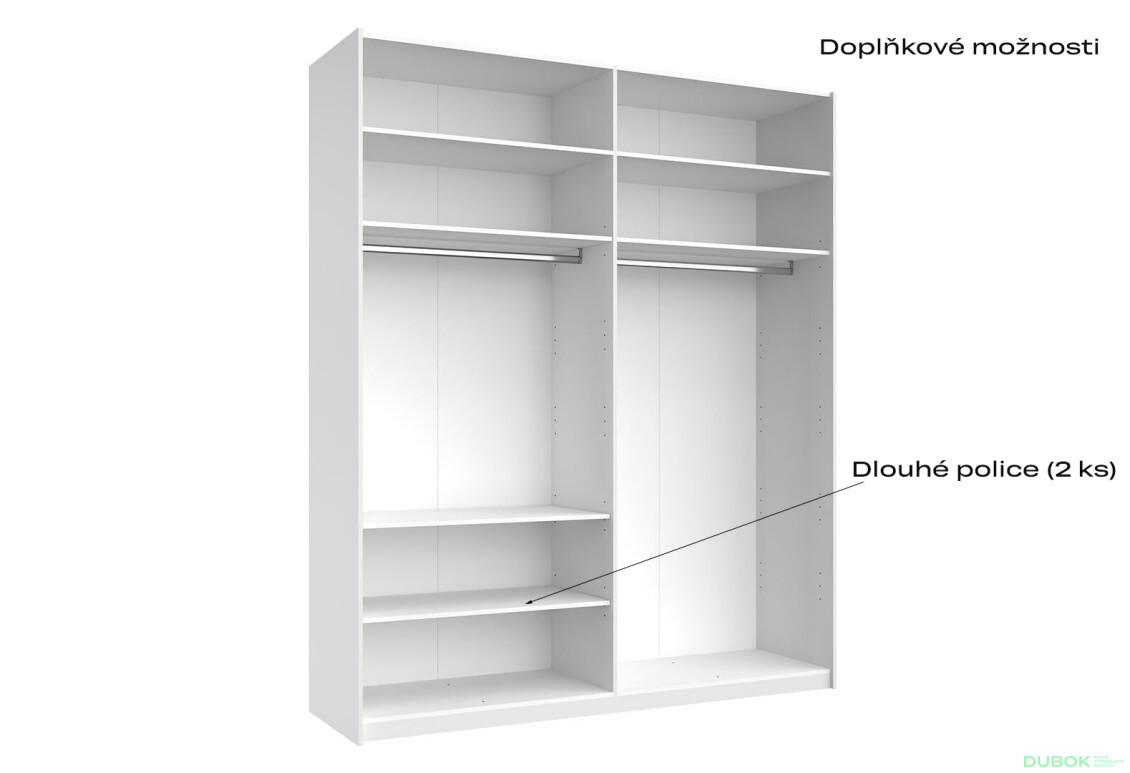 Fotografie 7 - Skříň s posuvnými dveřmi 2,0x2,4m (Dveře Lesklé Bílé), série N Family