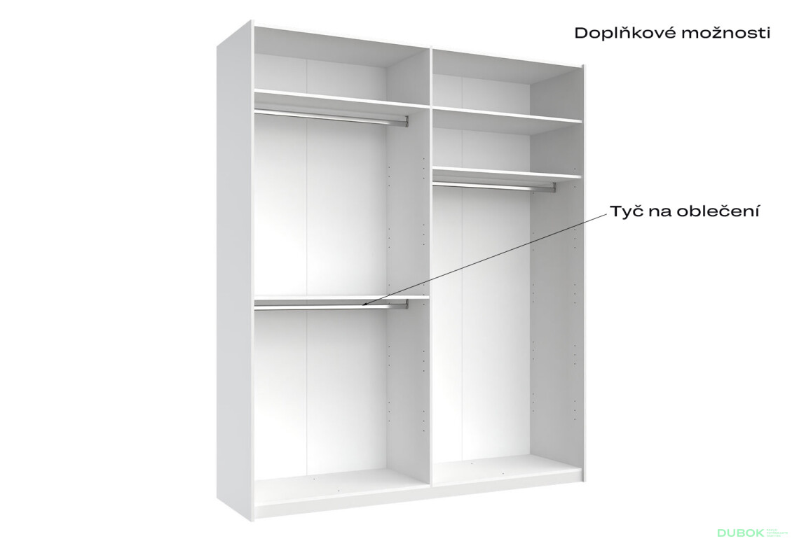 Fotografie 10 - Skříň s posuvnými dveřmi 2,0x2,4m (Dveře Lesklé Bílé), série N Family