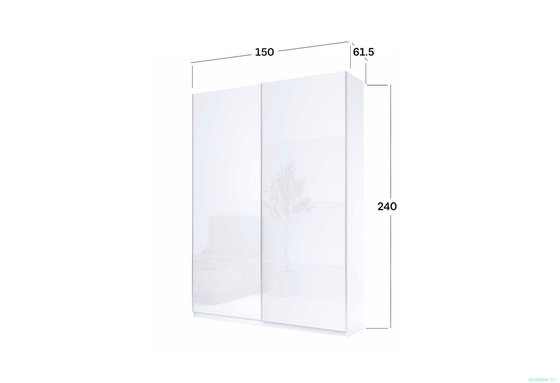 Fotografie 4 - Skříň s posuvnými dveřmi 1,5x2,4 m (Dveře Lesklá Bílá), série N Family