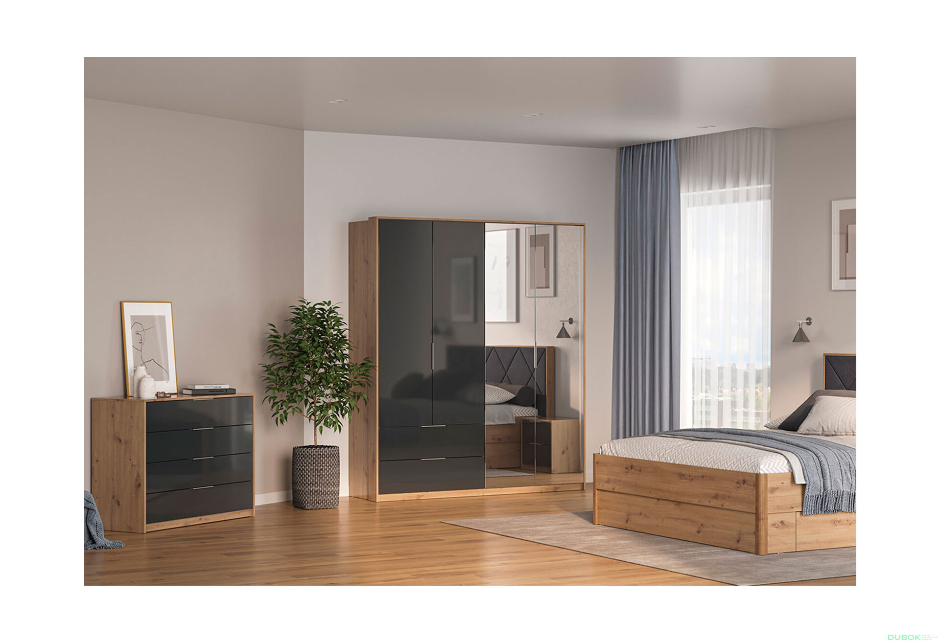 Fotografie 3 - Sada 4D matná antracit Raymond Mat antracit