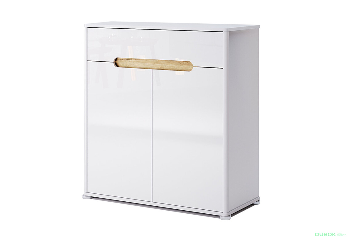 Komoda 2D 1Š, bílý lesk Stella