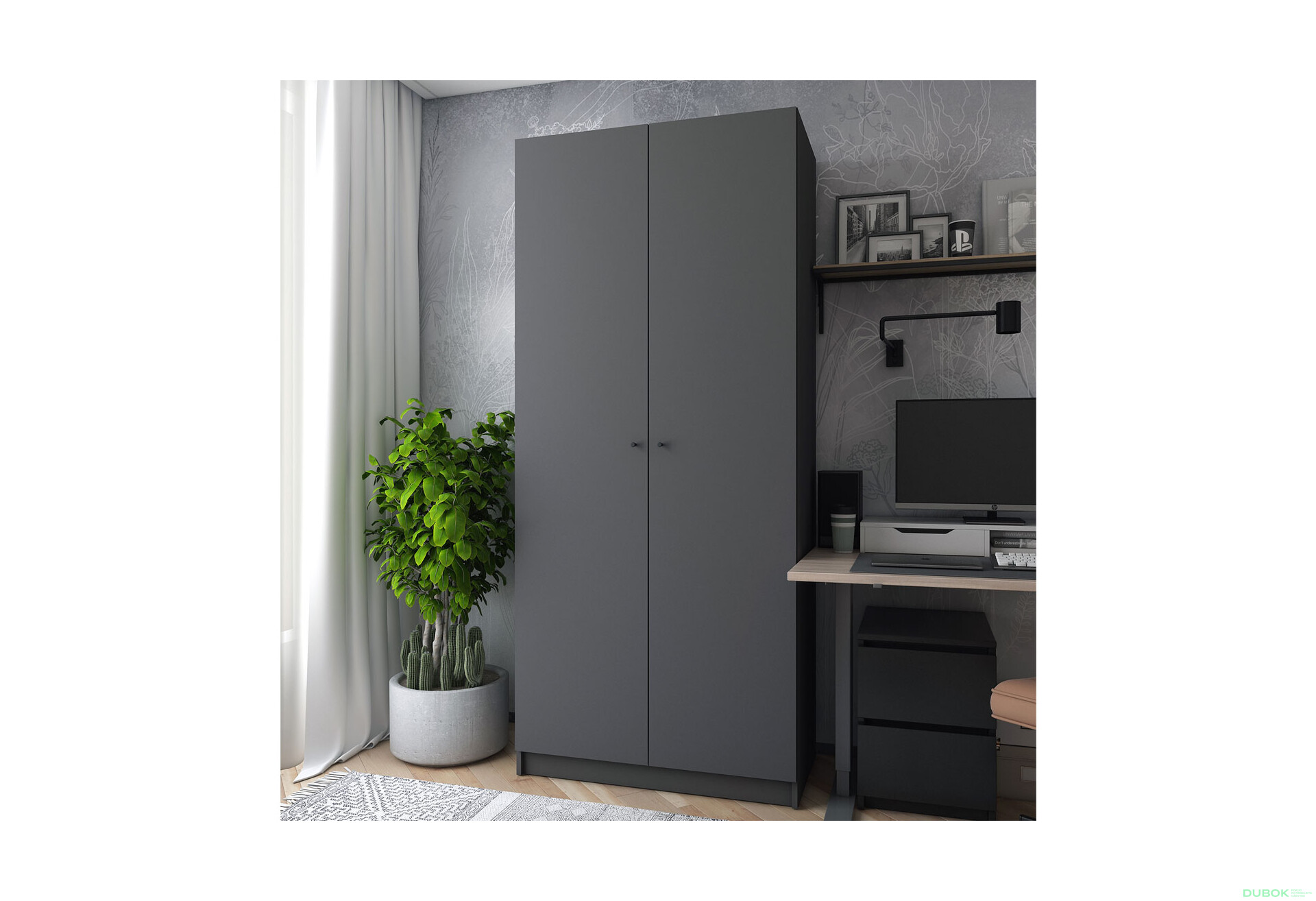 Fotografie 2 - Skříň Promo s policemi 2 DTD 90x48x204 Grafit