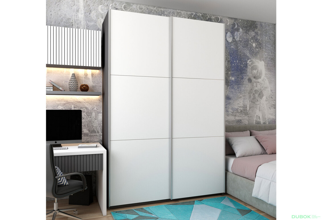 Fotografie 4 - Skříň G-Caiser Doros s 2 dveřmi, 160 cm, grafit / bílá