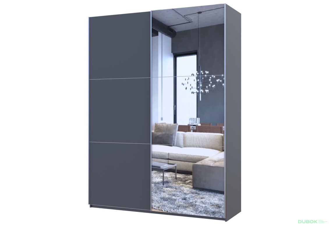 Skříň s posuvnými dveřmi G-Caiser Grafit Grafit 1 DTD / 1 zrcadlo 180x60x240