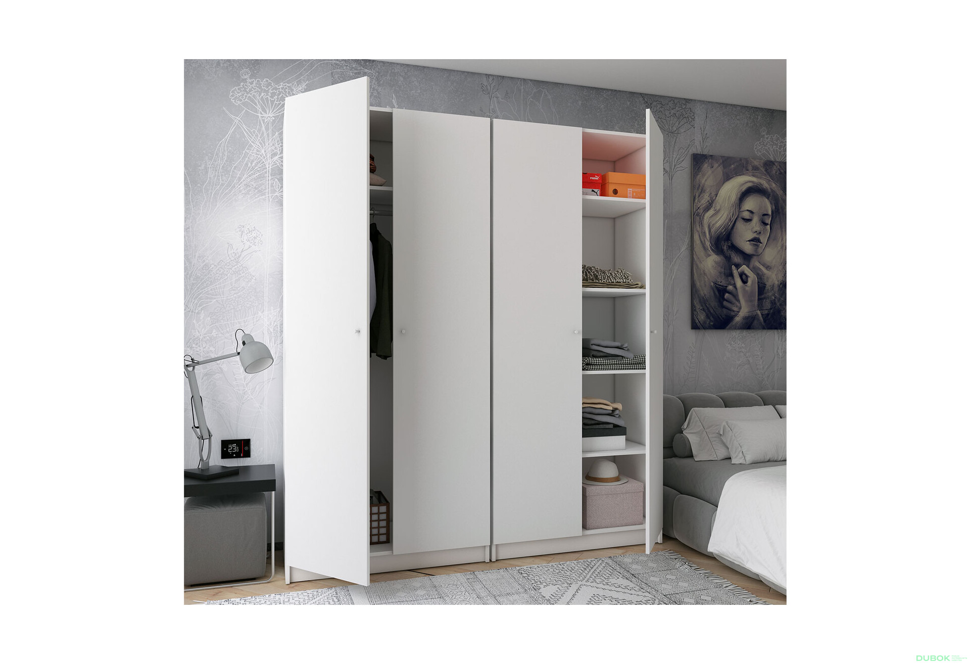 Fotografie 4 - Skříň Promo s policemi 2+2 DTD 180×48×204 Bílá