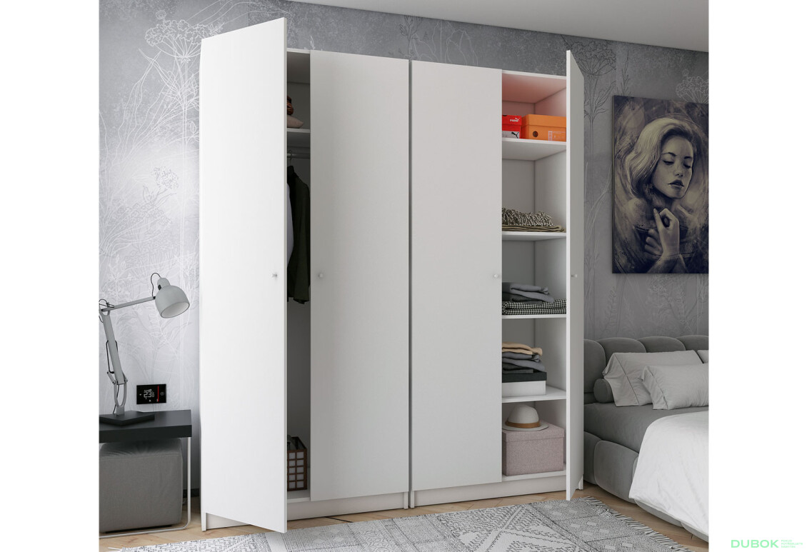 Fotografie 4 - Skříň Promo s policemi 2+2 DTD 180×48×204 Bílá