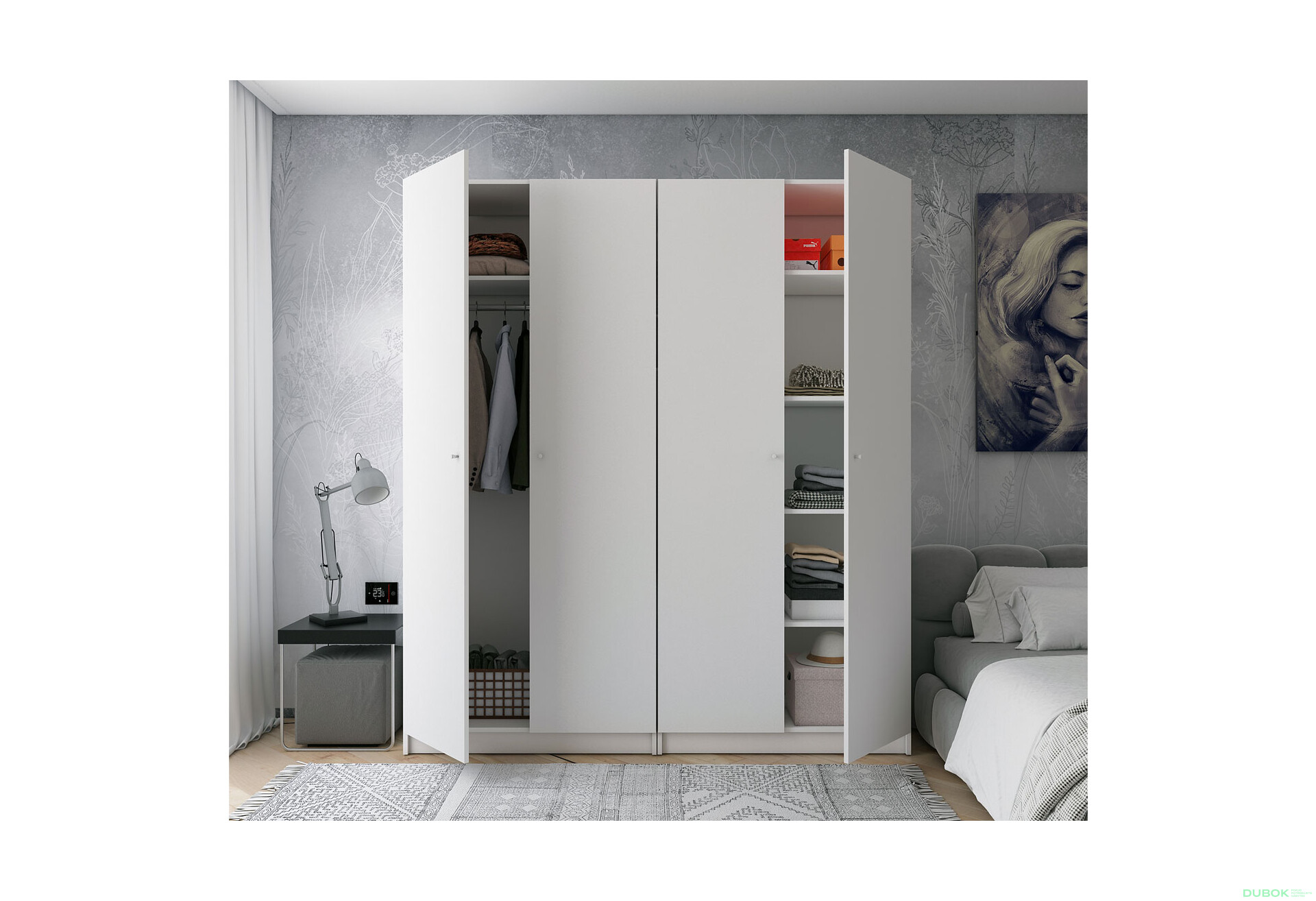 Fotografie 11 - Skříň Promo s policemi 2+2 DTD 180×48×204 Bílá