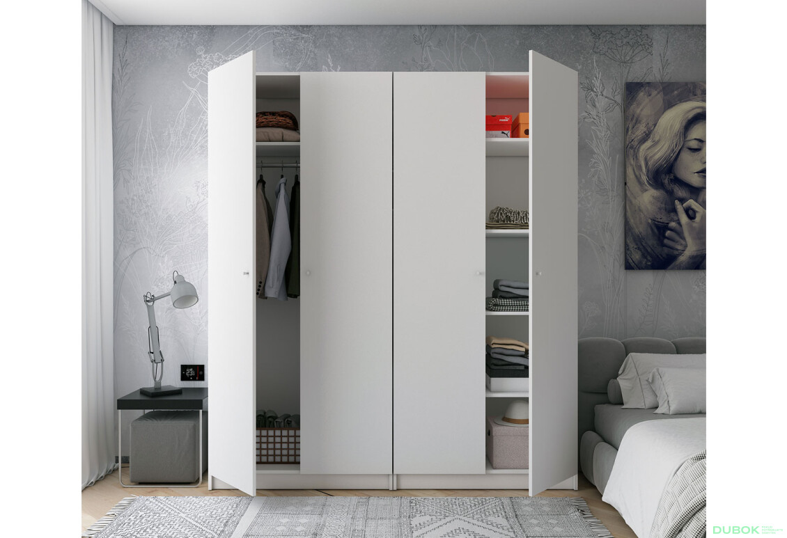 Fotografie 11 - Skříň Promo s policemi 2+2 DTD 180×48×204 Bílá