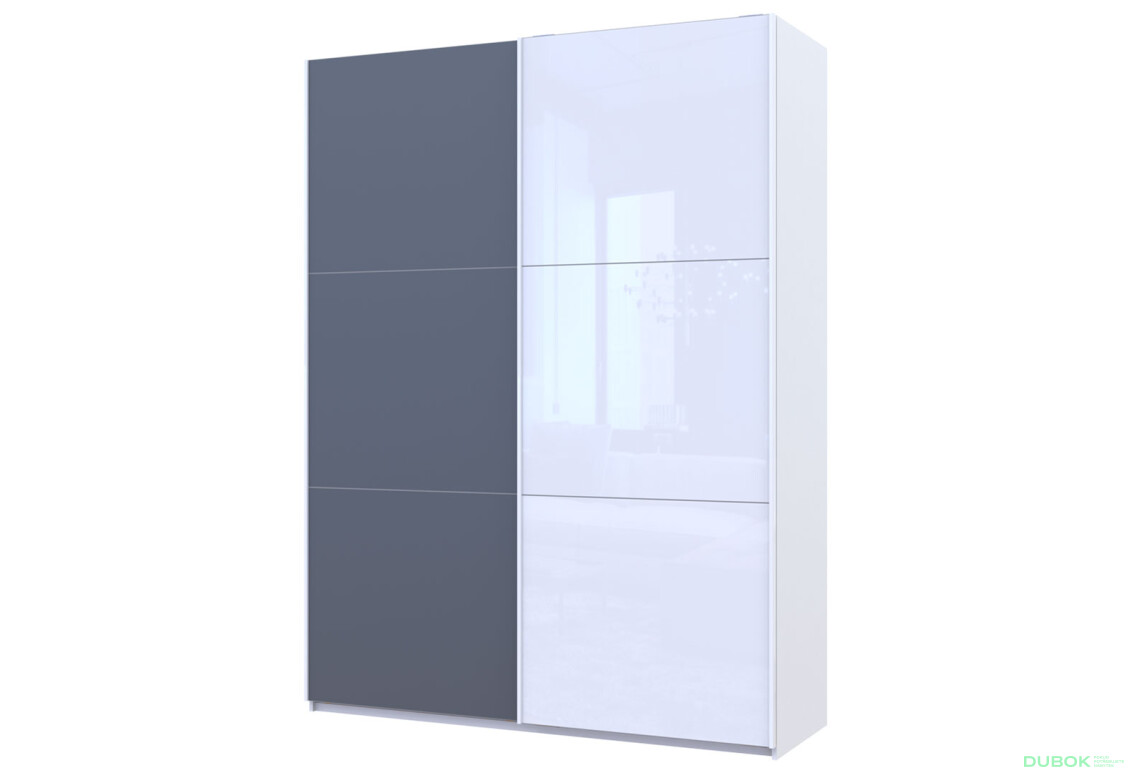 Skříň s posuvnými dveřmi G-Caiser Bílý Grafit/Bílý 1 DTD / 1 sklo / 3 části 180x60x240