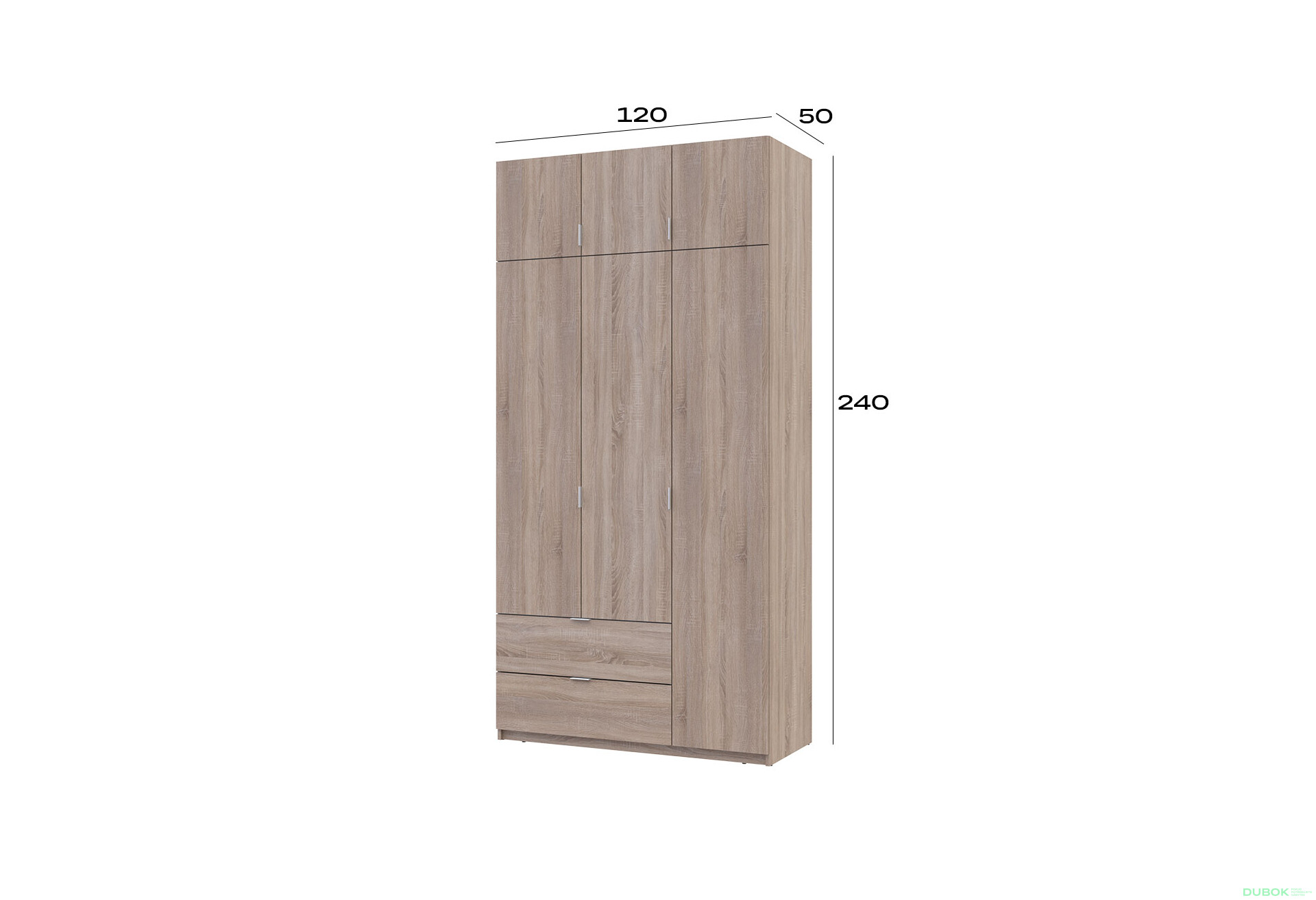 Fotografie 7 - Skříň čtyřdveřová Lukas 120 cm dub sonoma