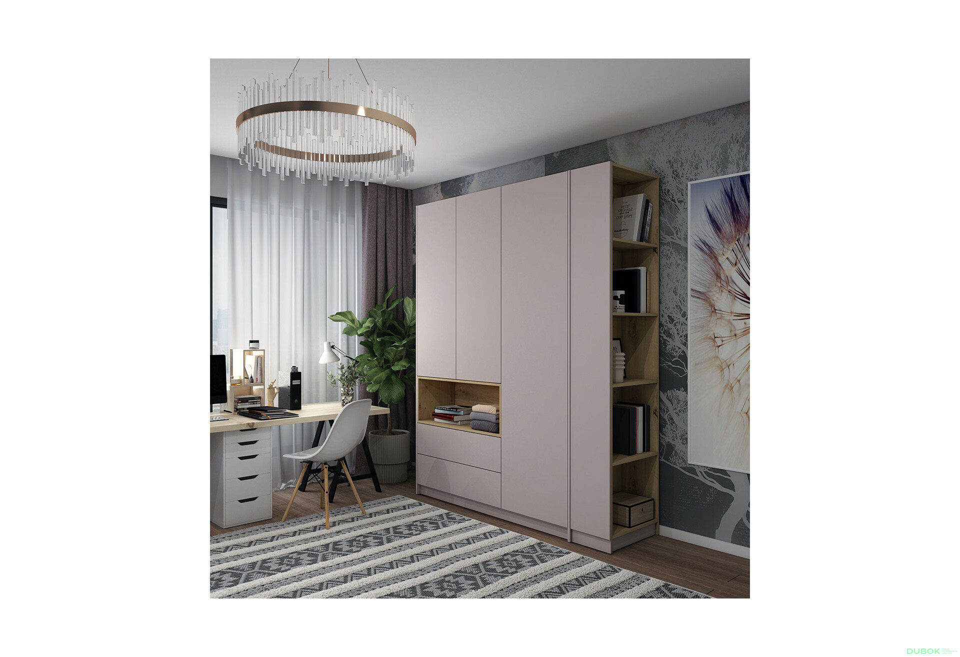Fotografie 2 - Regál otevřený Dale 52х28х220 kašmír / dub artisan
