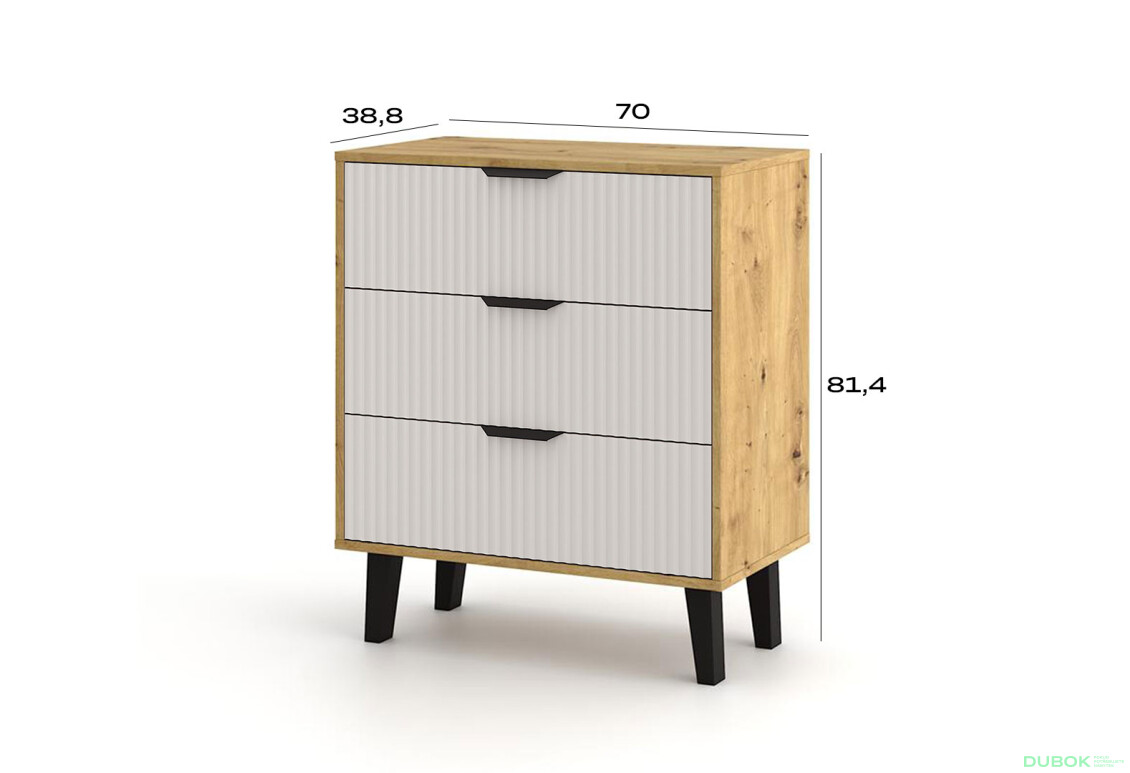 Fotografie 4 - Komoda Borg Duo 3Š dub artisan / kašmír
