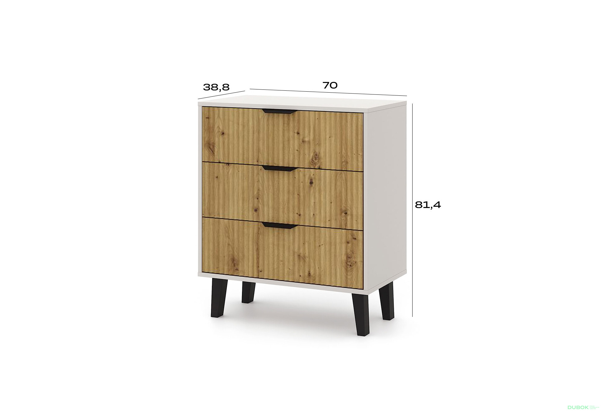 Fotografie 5 - Komoda Borg Duo 3Š kašmír / dub artisan