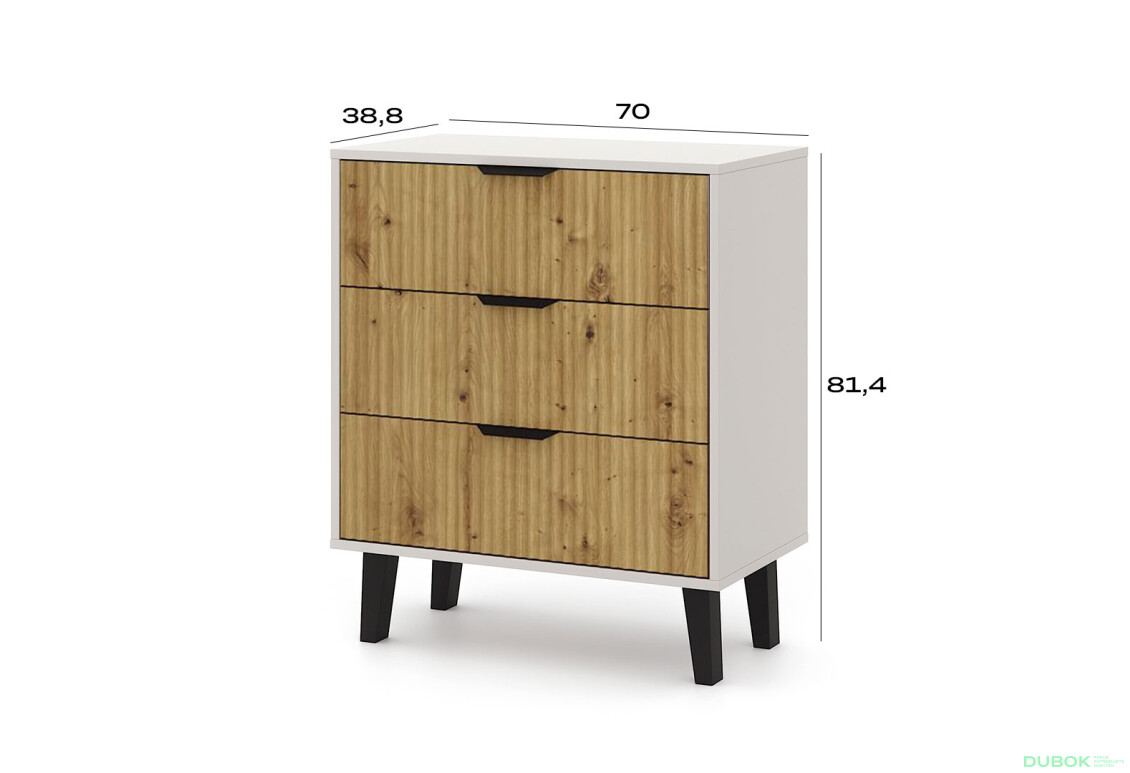 Fotografie 5 - Komoda Borg Duo 3Š kašmír / dub artisan