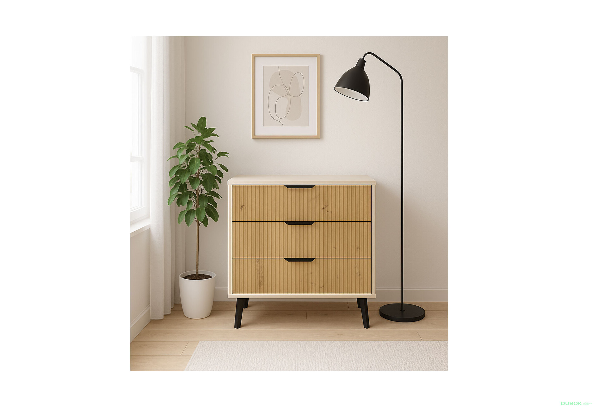 Fotografie 2 - Komoda Borg Duo 3Š kašmír / dub artisan