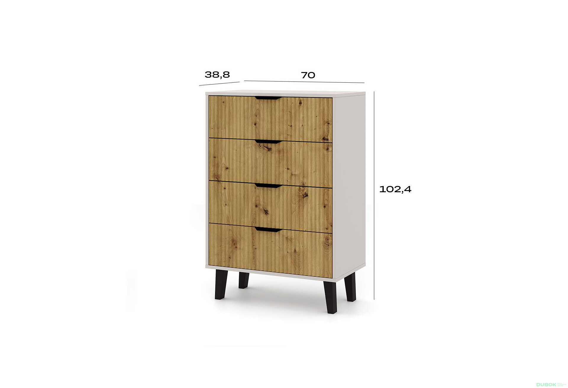 Fotografie 4 - Komoda Borg Duo 4Š kašmír / dub artisan