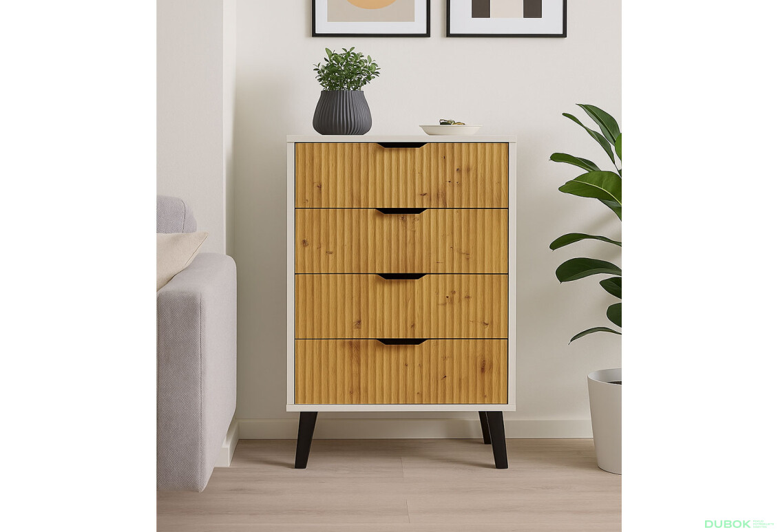Fotografie 2 - Komoda Borg Duo 4Š kašmír / dub artisan