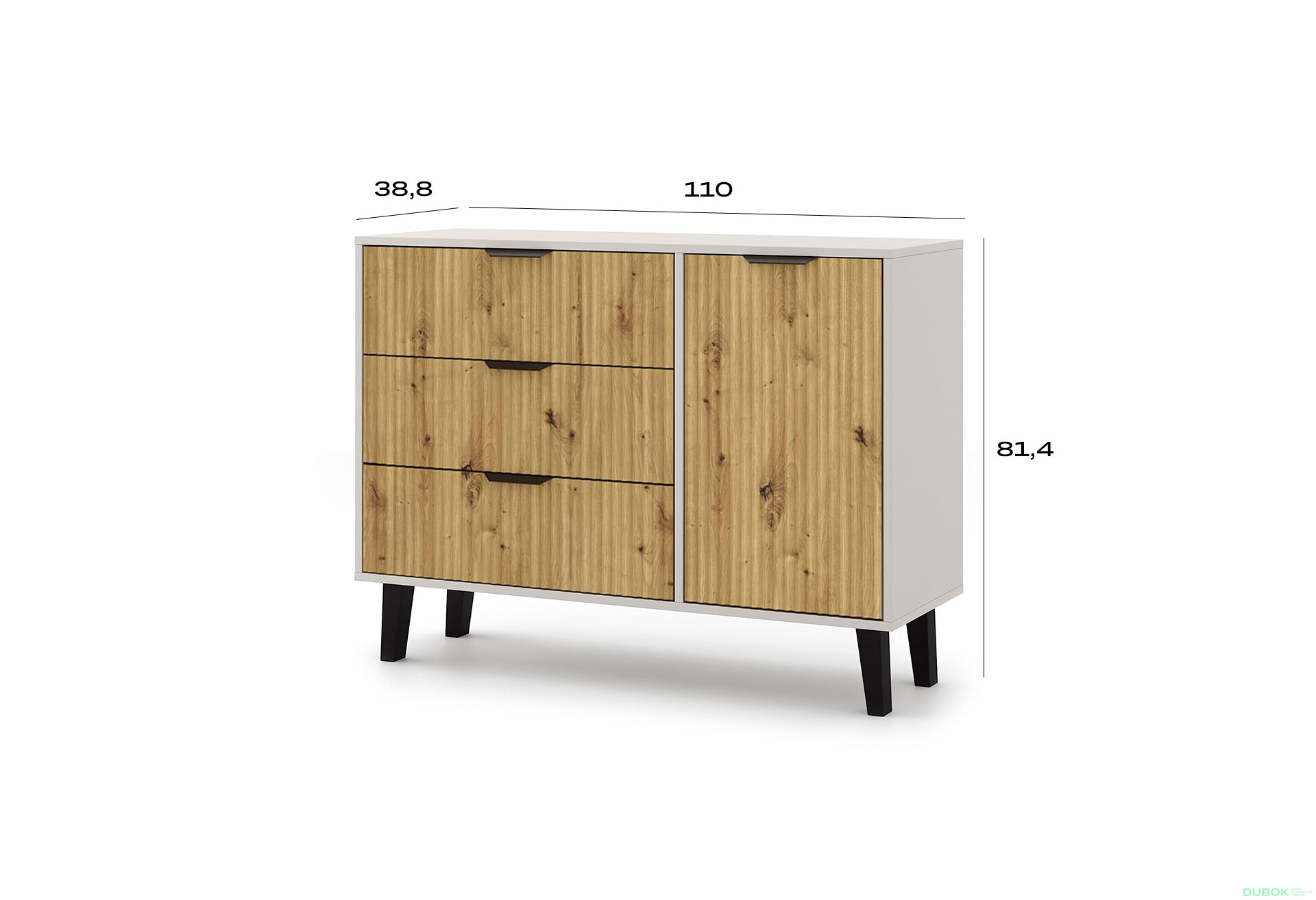 Fotografie 5 - Komoda Borg Duo 1d3s kašmír / dub artisan