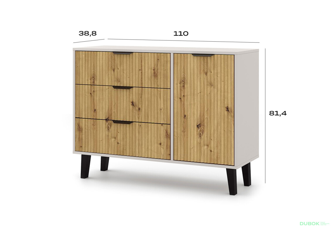 Fotografie 5 - Komoda Borg Duo 1d3s kašmír / dub artisan