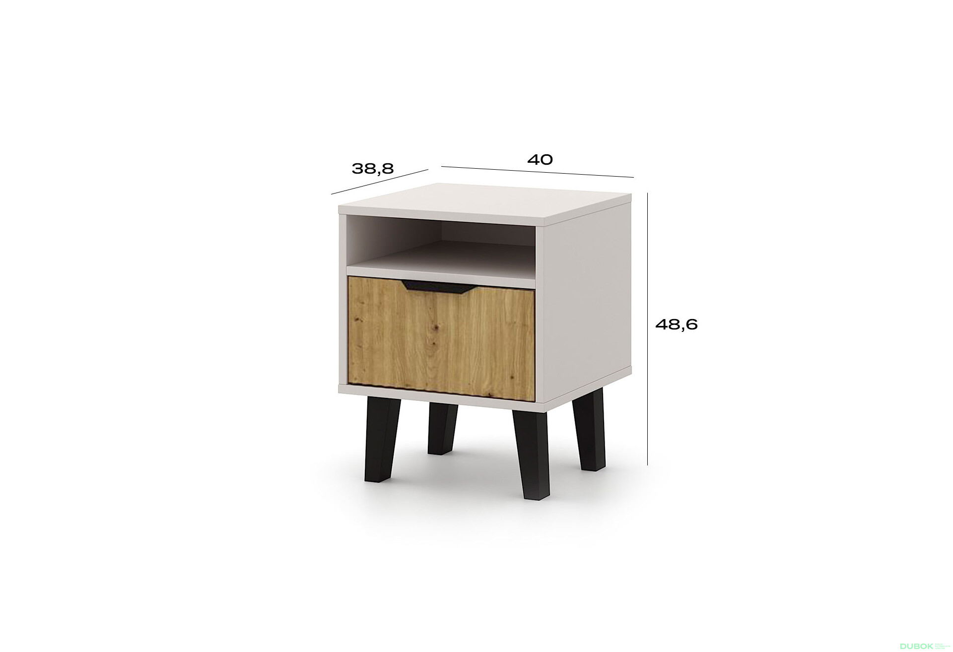 Fotografie 4 - Noční stolek Borg Duo 1S kašmír / dub artisan