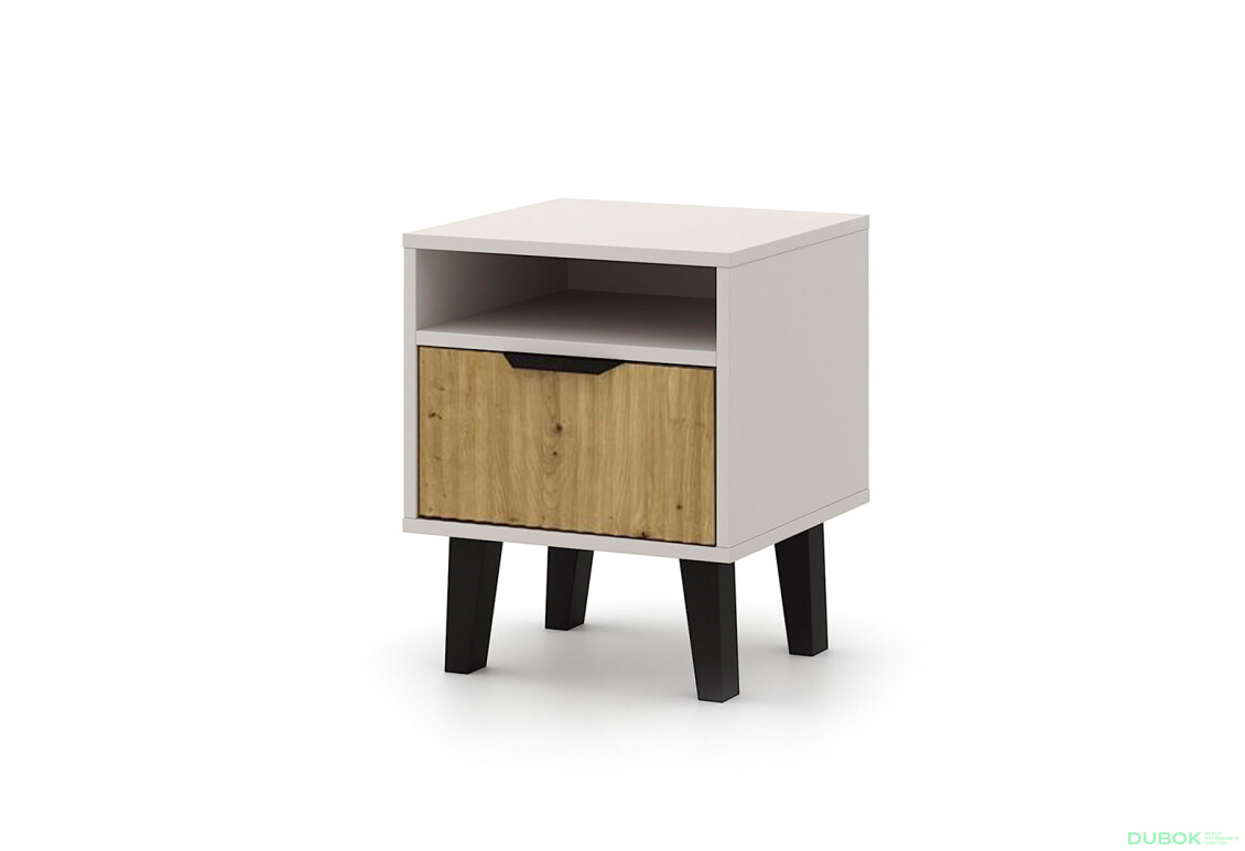 Noční stolek Borg Duo 1S kašmír / dub artisan