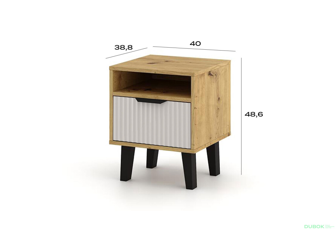 Fotografie 5 - Noční stolek Borg Duo 1S dub artisan / kašmír