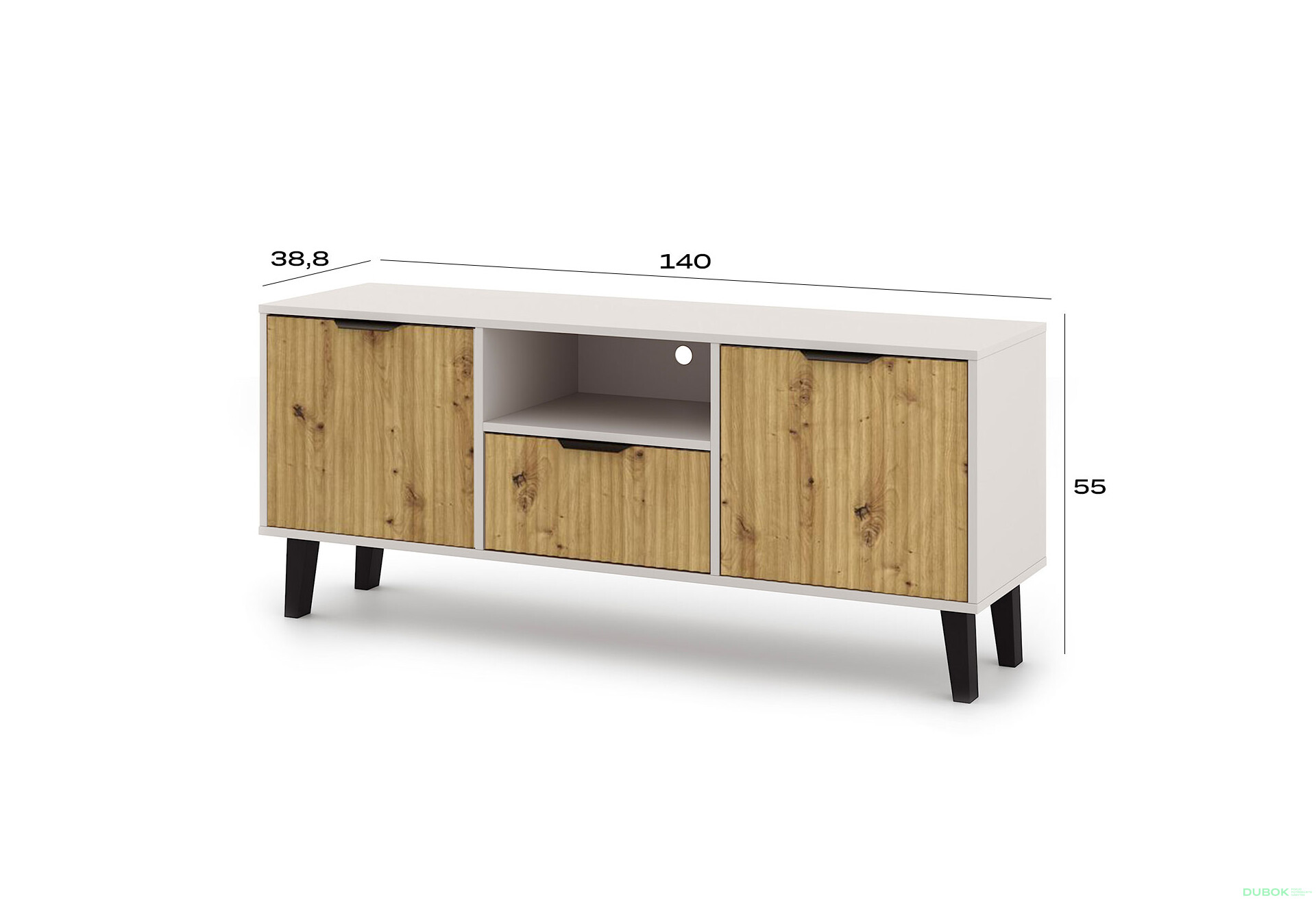 Fotografie 5 - TV stolek Borg Duo 2d1s kašmír / dub artisan
