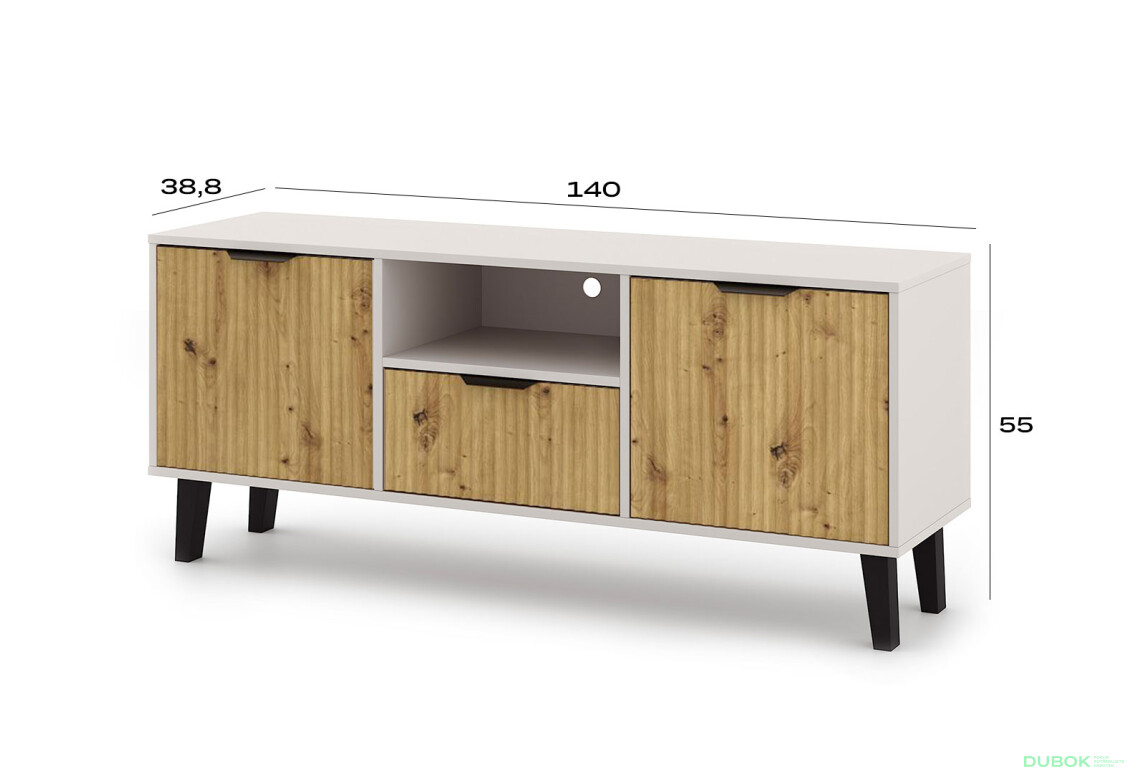 Fotografie 5 - TV stolek Borg Duo 2d1s kašmír / dub artisan