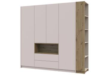 Skříň Dale 4D + Regál otevřený Kašmír/Dub artisan/Kašmír