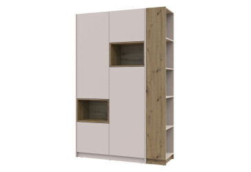 Skříň s výklenkem Dale 2d + otevřený regál 167 cm, kašmír / dub artisan / kašmír