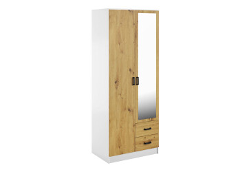 Skříň Kami se zrcadlem 2D2S bílá / dub artisan