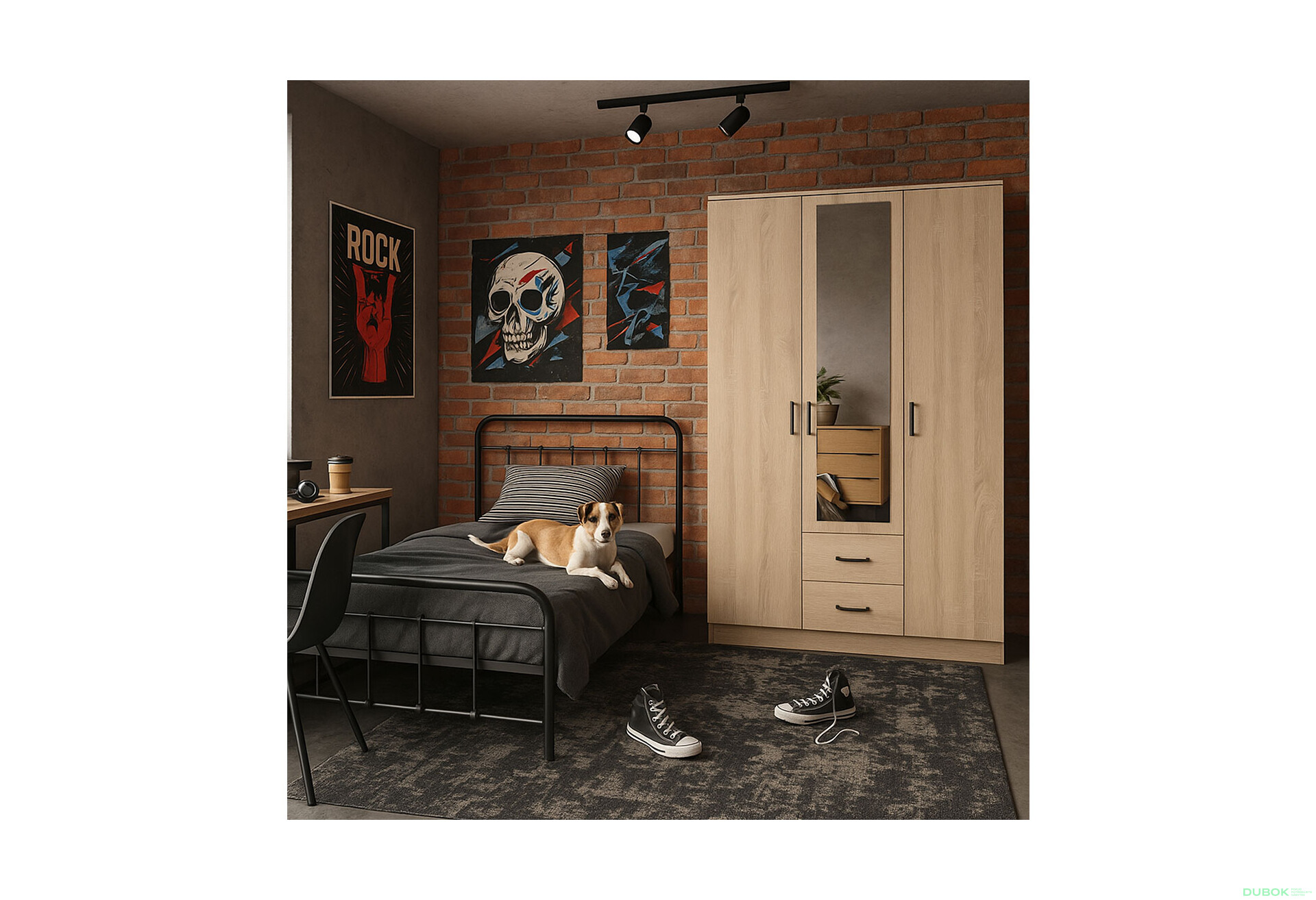 Fotografie 3 - Skříň Kami se zrcadlem 3d2s dub sonoma