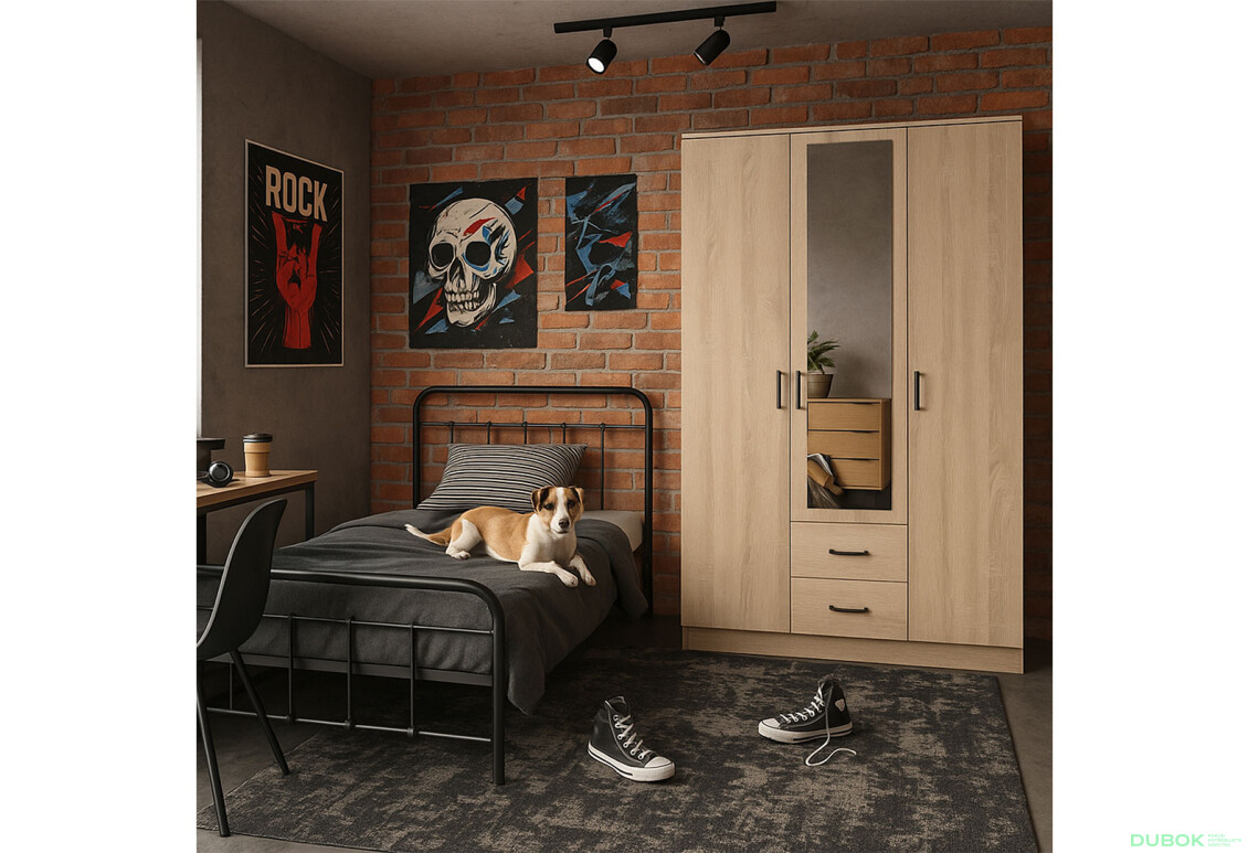 Fotografie 3 - Skříň Kami se zrcadlem 3d2s dub sonoma