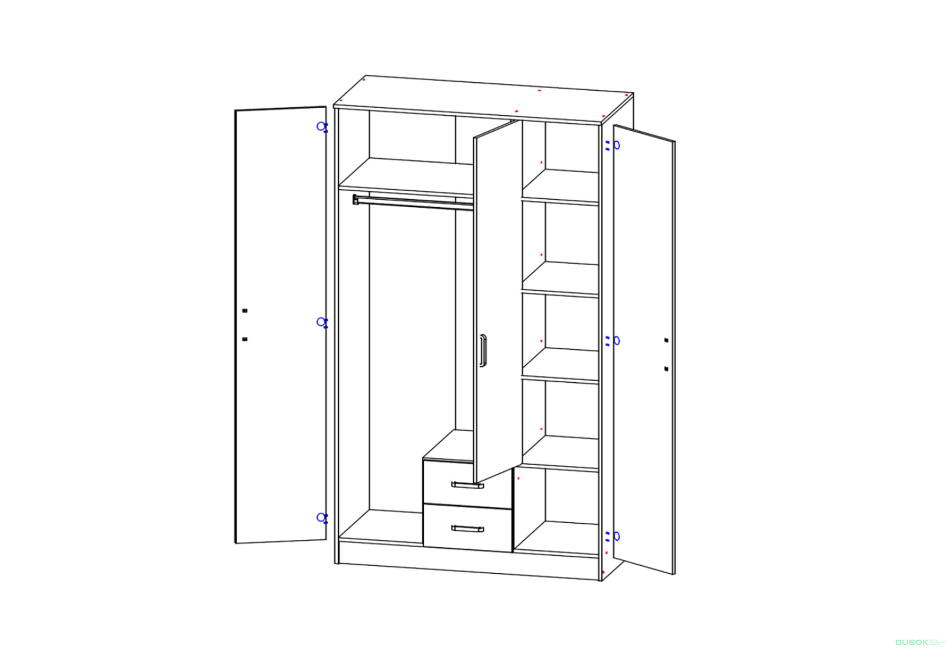Fotografie 3 - Skříň Kami se zrcadlem 3d2s Rama dub artisan / bílá