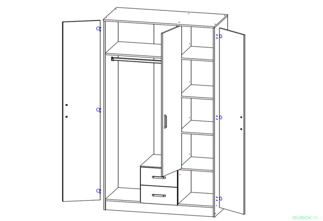Fotografie 5 - Skříň Kami se zrcadlem 3d2s Rama kašmír / bílá