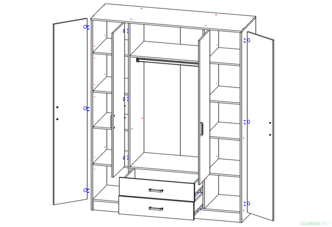 Fotografie 4 - Skříň Kami se zrcadlem 4d2s Rama dub artisan / bílá